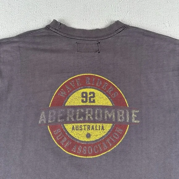 Vtg Y2K Abercrombie‎ Fitch Graphic T Shirt Men's Large Blue Faded Distressed - Picture 14 of 16